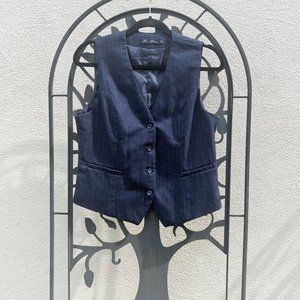 Women's Business Vest, Blue Pinstripe, Large